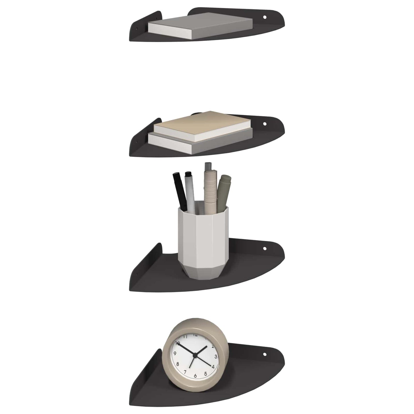 Drijvende plank met plank met opslag 4 pcs Zwart 18 x 18 x 2 cm is nu te koop bij PeponiXL, paradijselijk wonen!