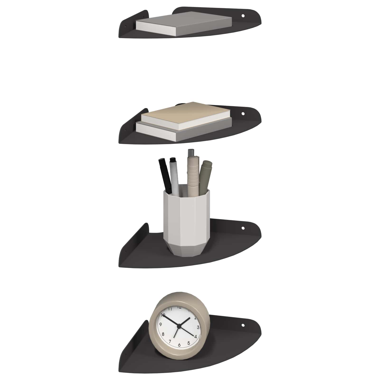 Drijvende plank met plank met opslag 4 pcs Zwart 18 x 18 x 2 cm is nu te koop bij PeponiXL, paradijselijk wonen!