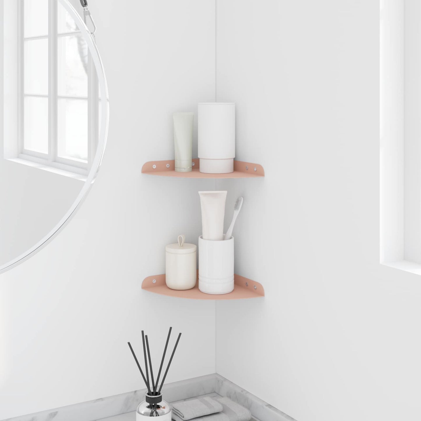Drijvende plank met plank met opslag 2 pcs Roze 18 x 18 x 2 cm is nu te koop bij PeponiXL, paradijselijk wonen!
