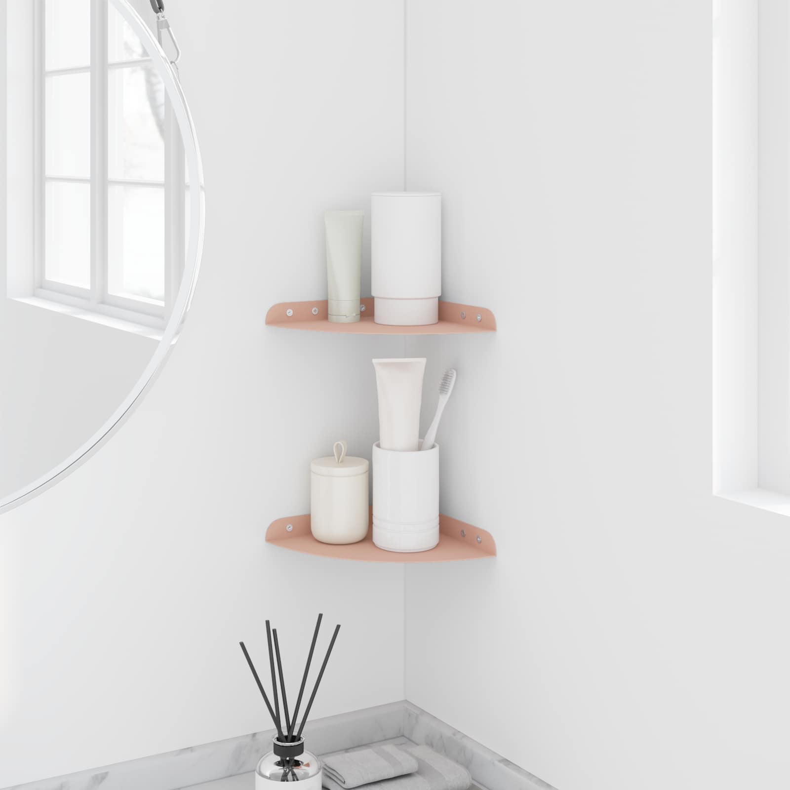 Drijvende plank met plank met opslag 2 pcs Roze 18 x 18 x 2 cm is nu te koop bij PeponiXL, paradijselijk wonen!