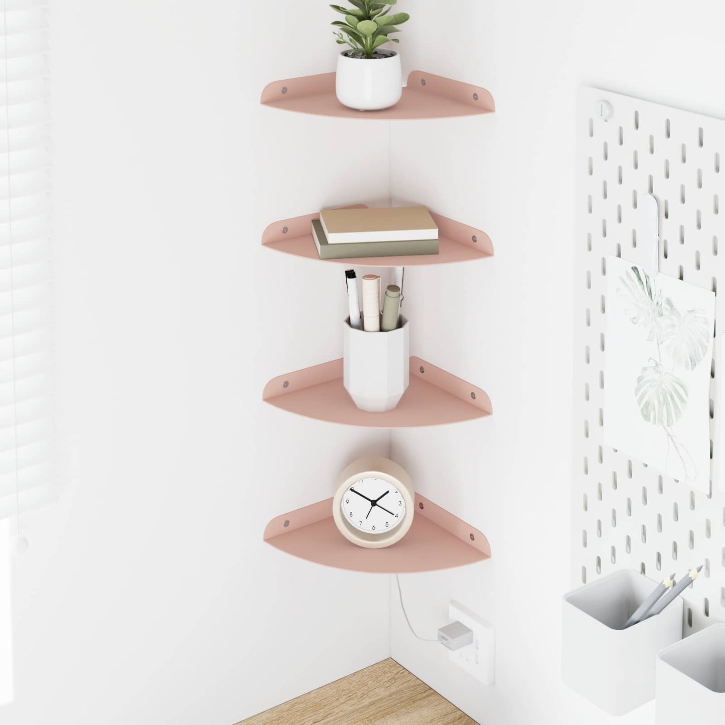 Drijvende plank met plank met opslag 4 pcs Roze 18 x 18 x 2 cm is nu te koop bij PeponiXL, paradijselijk wonen!