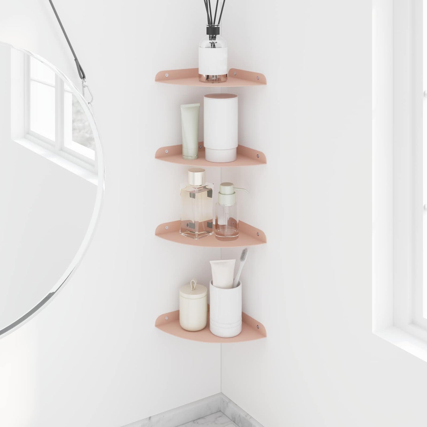 Drijvende plank met plank met opslag 4 pcs Roze 18 x 18 x 2 cm is nu te koop bij PeponiXL, paradijselijk wonen!