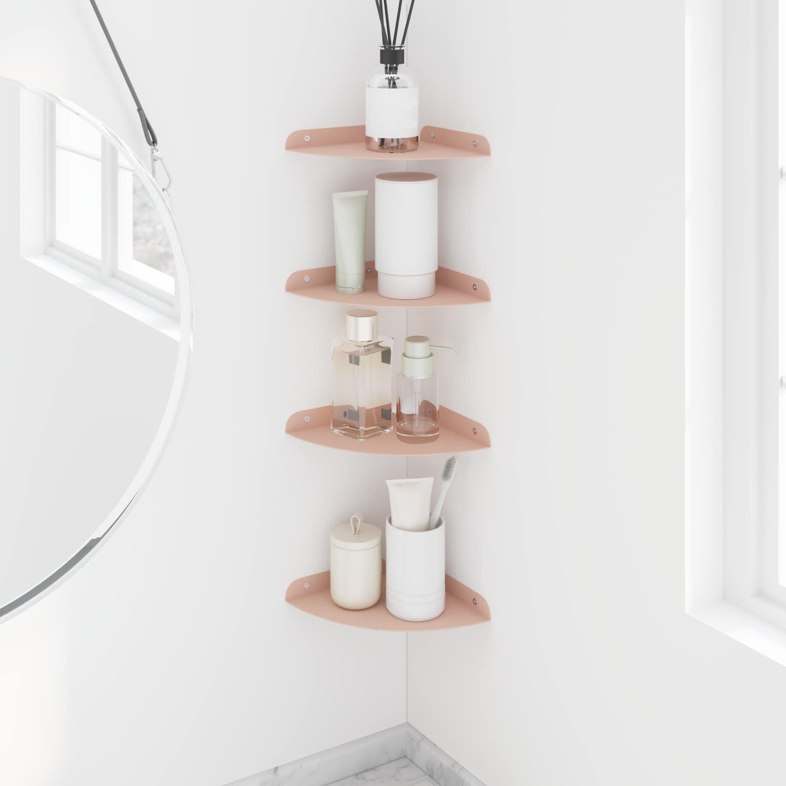 Drijvende plank met plank met opslag 4 pcs Roze 18 x 18 x 2 cm is nu te koop bij PeponiXL, paradijselijk wonen!