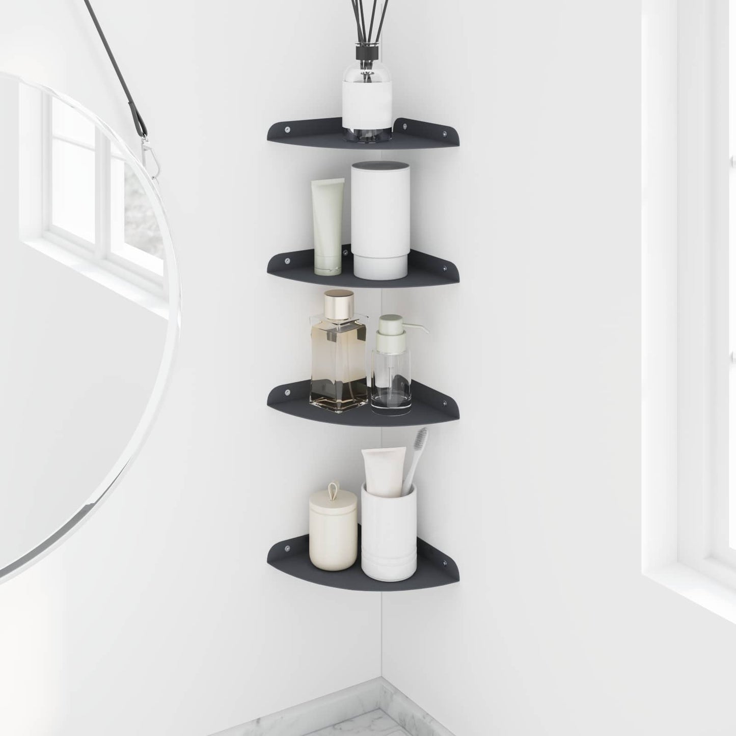Drijvende plank met plank 4 pcs Antraciet 18 x 18 x 2 cm is nu te koop bij PeponiXL, paradijselijk wonen!