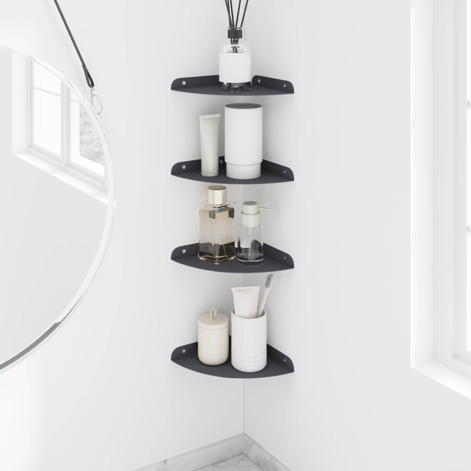 Drijvende plank met plank 4 pcs Antraciet 18 x 18 x 2 cm is nu te koop bij PeponiXL, paradijselijk wonen!