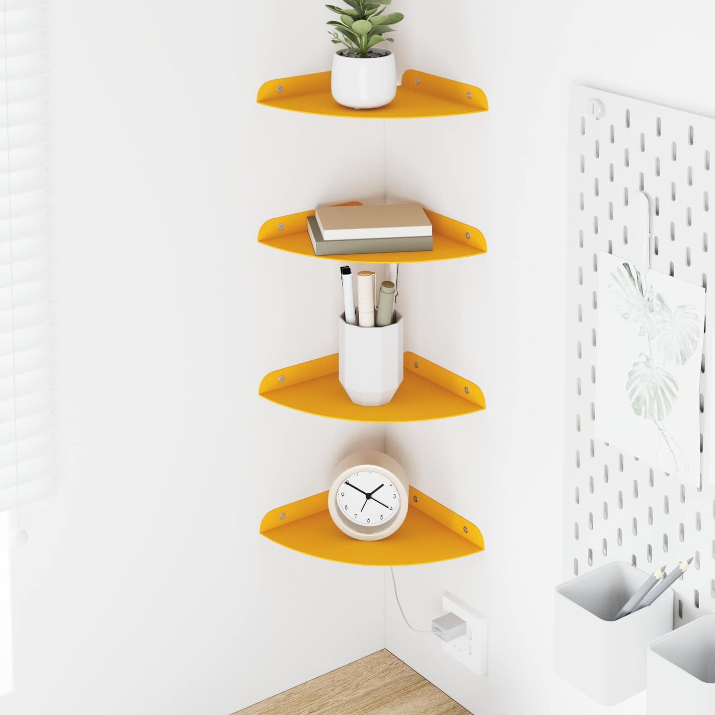Drijvende plank met plank 4 pcs Mosterdgeel 18 x 18 x 2 cm is nu te koop bij PeponiXL, paradijselijk wonen!