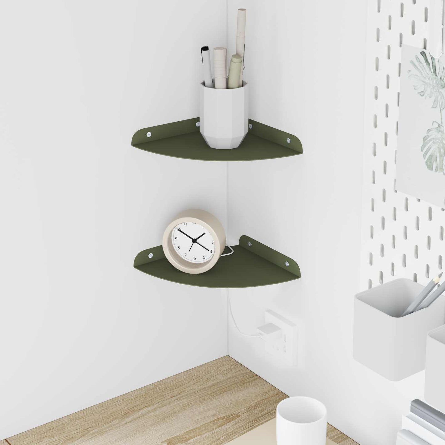 Drijvende plank met plank 2 pcs Olijf Groen 18 x 18 x 2 cm is nu te koop bij PeponiXL, paradijselijk wonen!