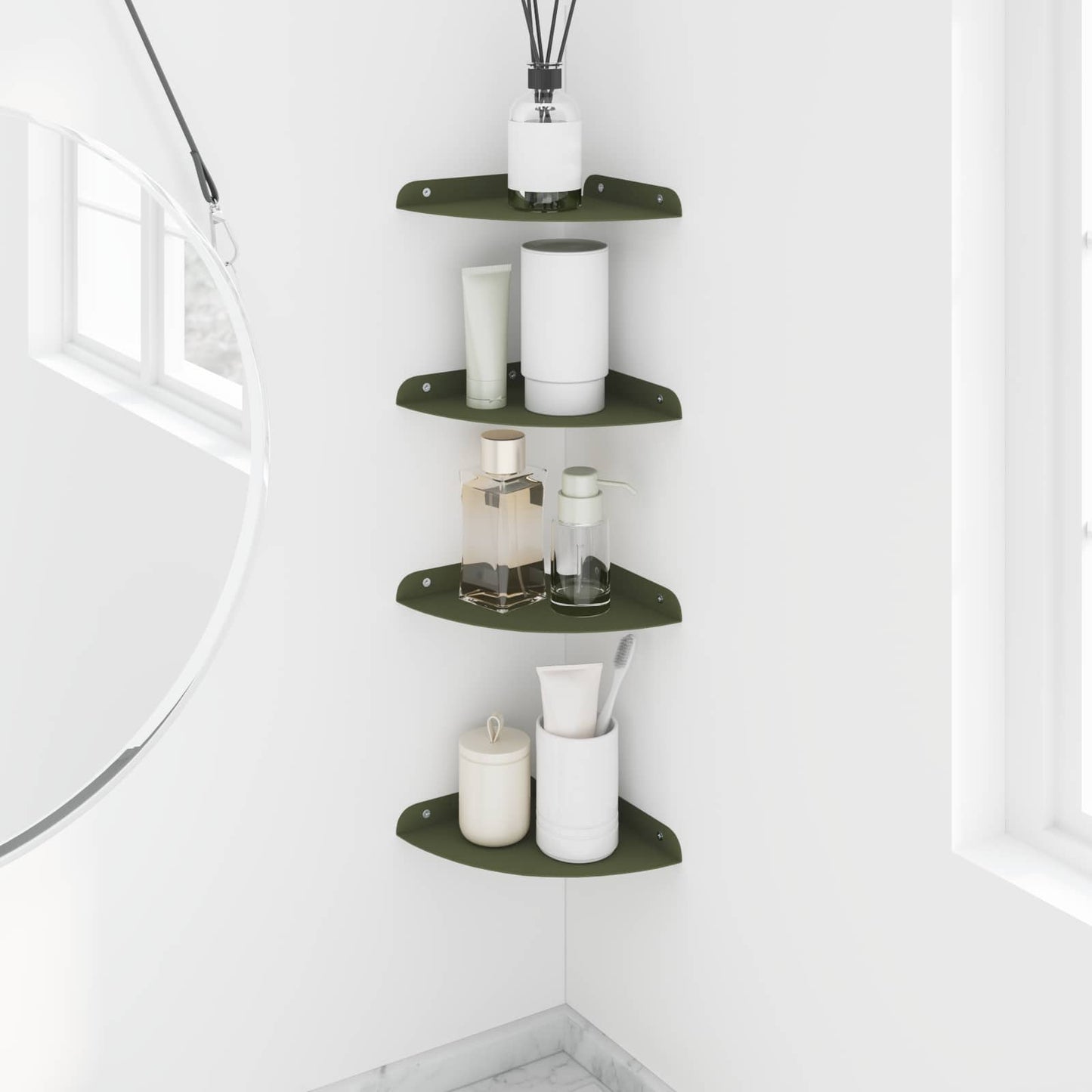 Drijvende plank met plank 4 pcs Olijf Groen 18 x 18 x 2 cm is nu te koop bij PeponiXL, paradijselijk wonen!