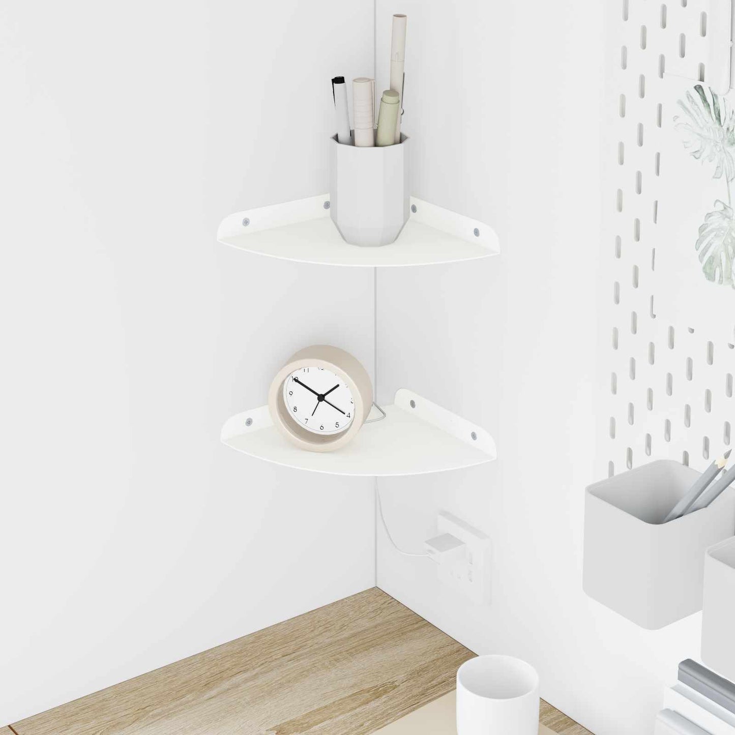 Drijvende plank met plank met opslag 2 pcs Wit 18 x 18 x 2 cm is nu te koop bij PeponiXL, paradijselijk wonen!