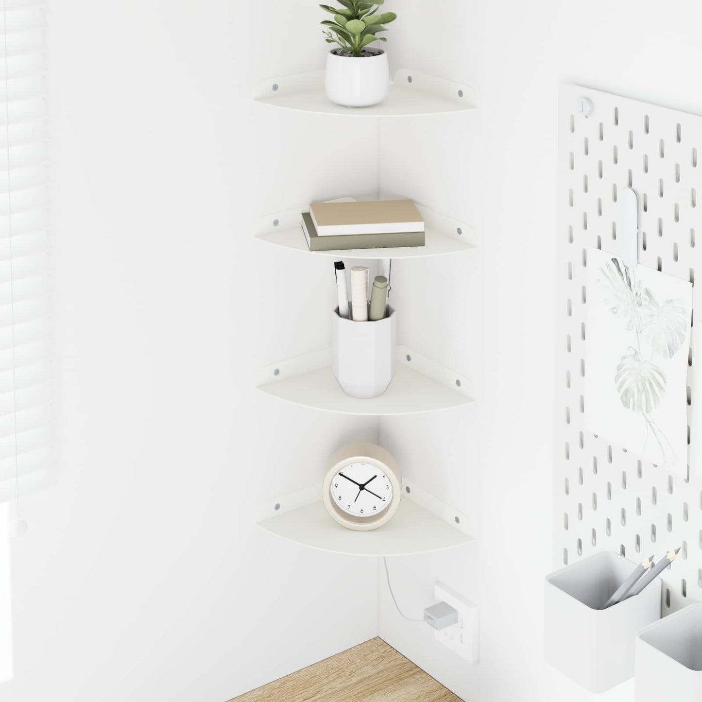 Drijvende plank met plank met opslag 4 pcs Wit 18 x 18 x 2 cm is nu te koop bij PeponiXL, paradijselijk wonen!