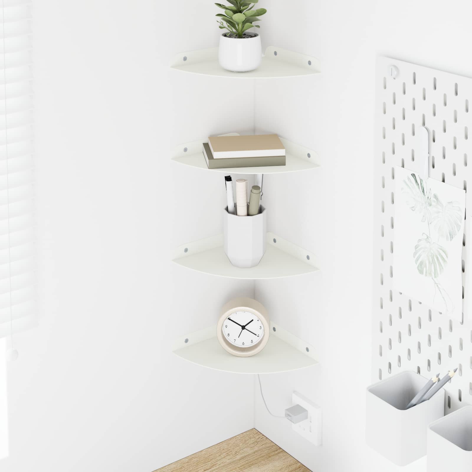 Drijvende plank met plank met opslag 4 pcs Wit 18 x 18 x 2 cm is nu te koop bij PeponiXL, paradijselijk wonen!