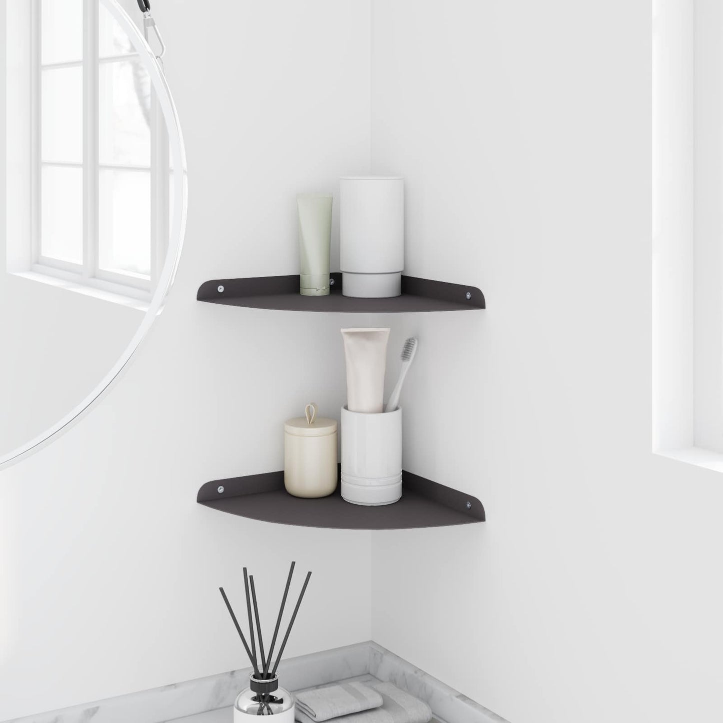 Hoek Vloeiende Plank met plank 2 pcs Zwart 24 x 24 x 2 cm is nu te koop bij PeponiXL, paradijselijk wonen!