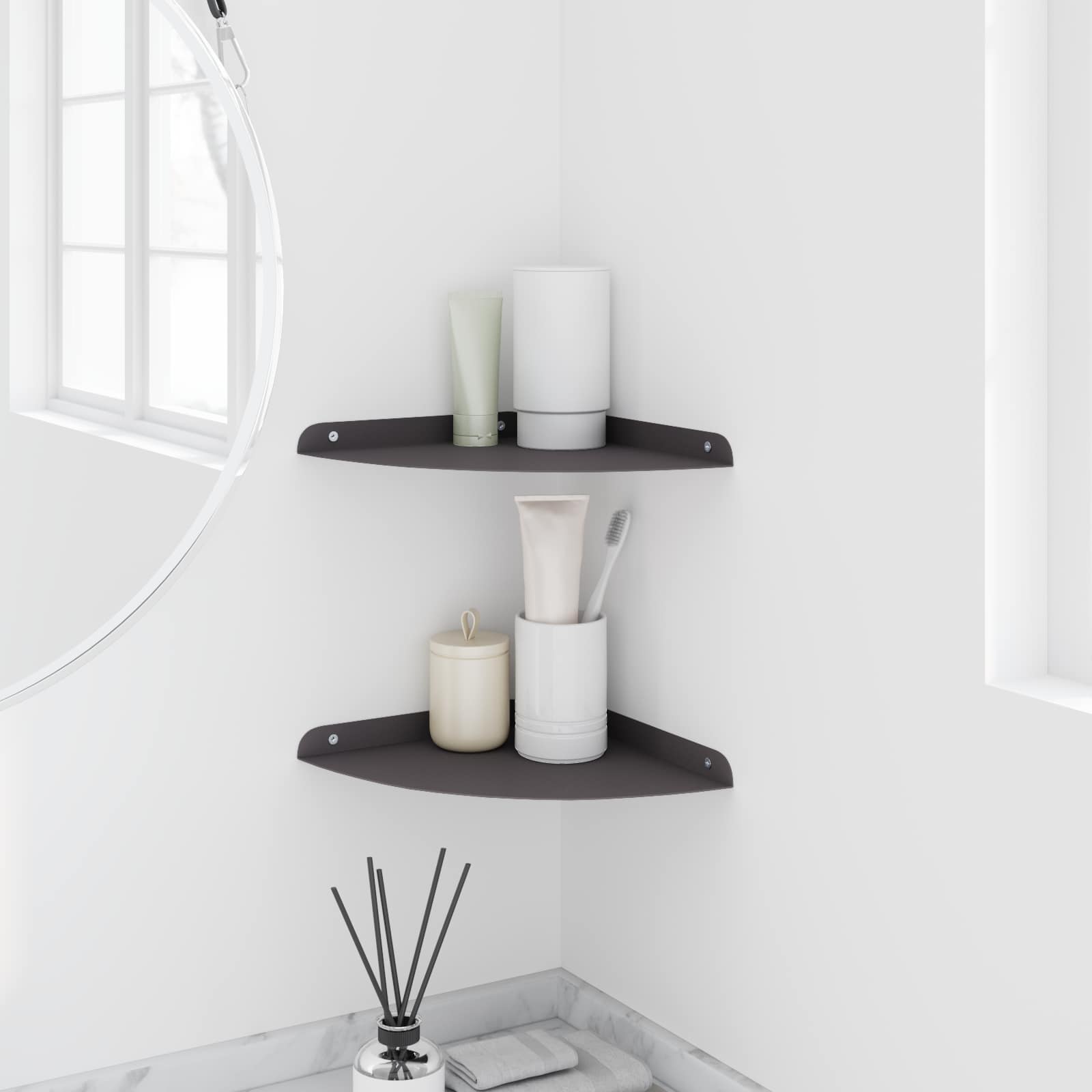 Hoek Vloeiende Plank met plank 2 pcs Zwart 24 x 24 x 2 cm is nu te koop bij PeponiXL, paradijselijk wonen!