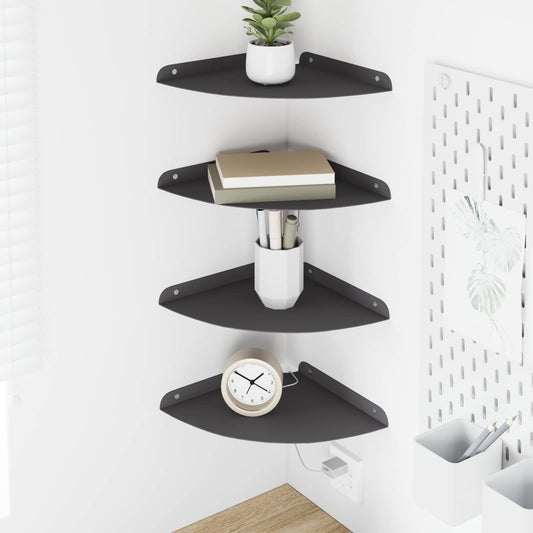 Drijvende plank met plank met opslag 4 pcs Zwart 24 x 24 x 2 cm is nu te koop bij PeponiXL, paradijselijk wonen!