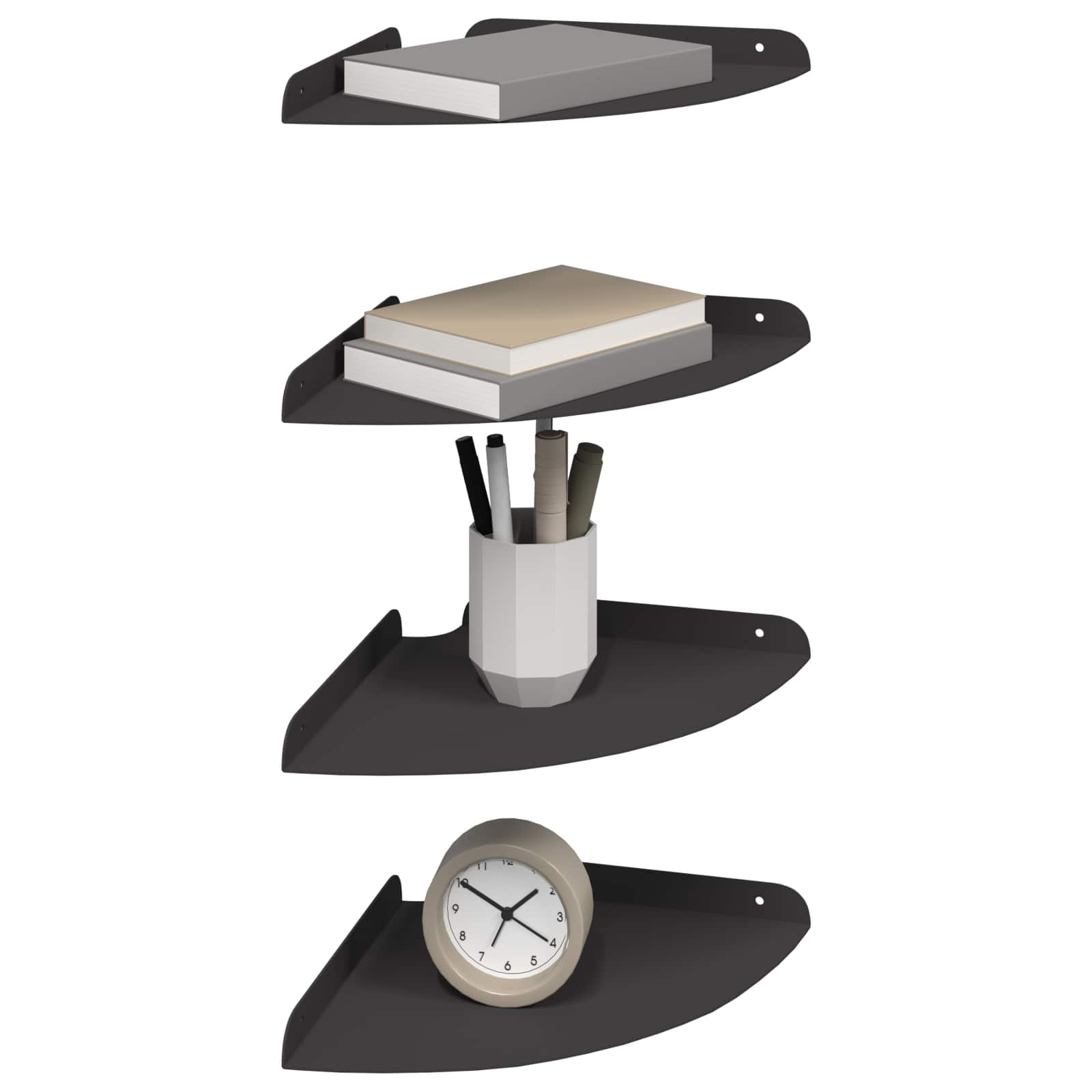 Drijvende plank met plank met opslag 4 pcs Zwart 24 x 24 x 2 cm is nu te koop bij PeponiXL, paradijselijk wonen!