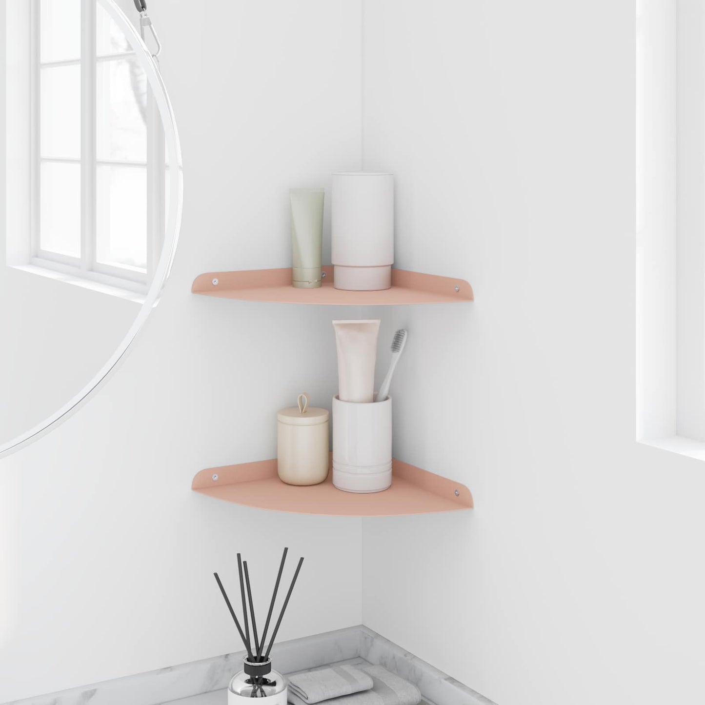 Drijvende plank met plank met opslag 2 pcs Roze 24 x 24 x 2 cm is nu te koop bij PeponiXL, paradijselijk wonen!