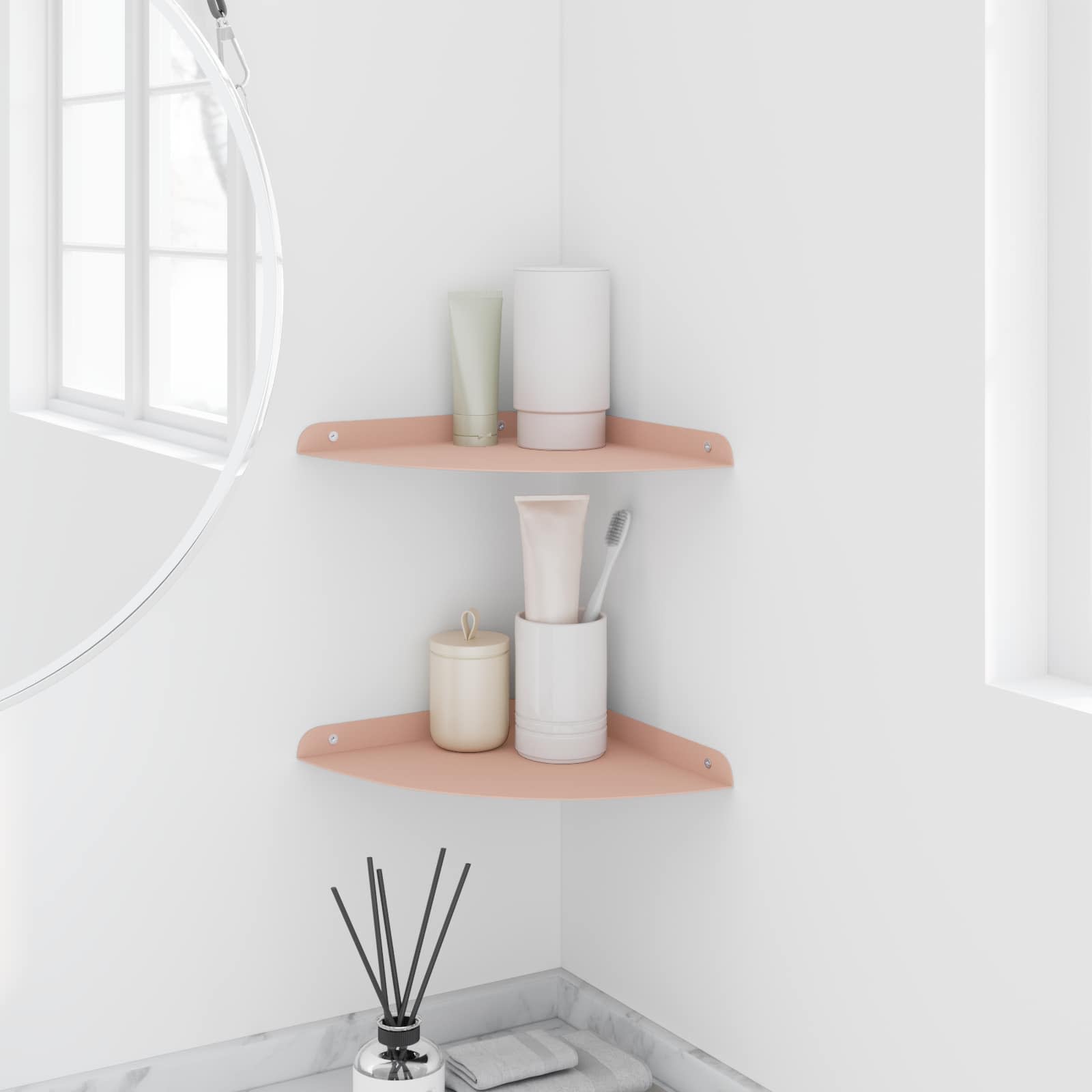 Drijvende plank met plank met opslag 2 pcs Roze 24 x 24 x 2 cm is nu te koop bij PeponiXL, paradijselijk wonen!