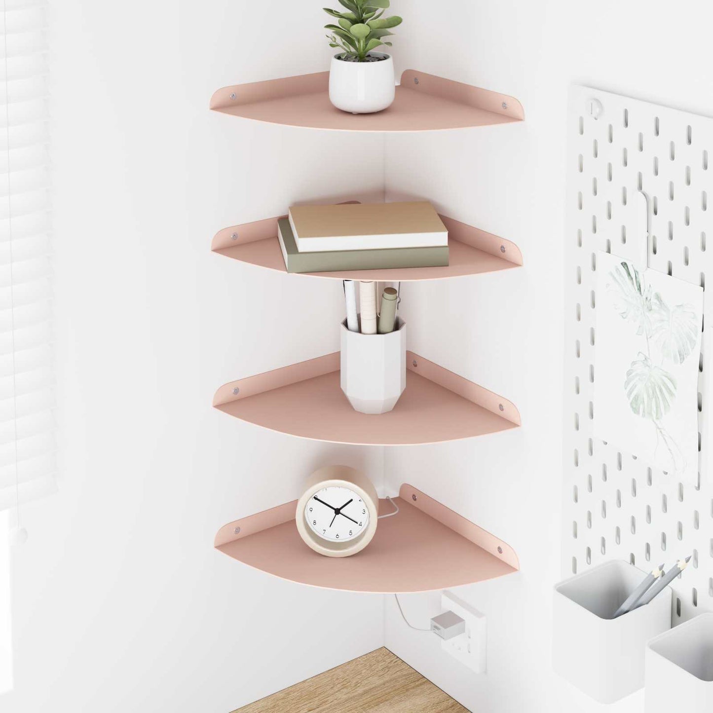 Drijvende plank met plank met opslag 4 pcs Roze 24 x 24 x 2 cm is nu te koop bij PeponiXL, paradijselijk wonen!