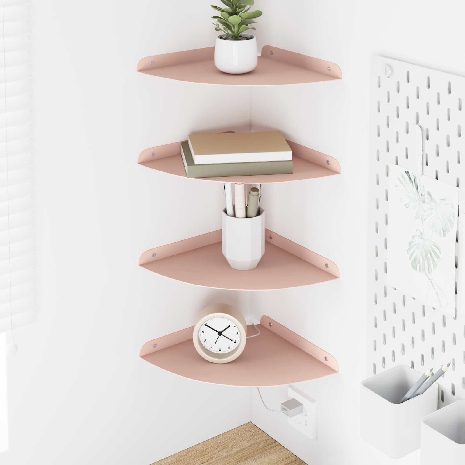 Drijvende plank met plank met opslag 4 pcs Roze 24 x 24 x 2 cm is nu te koop bij PeponiXL, paradijselijk wonen!