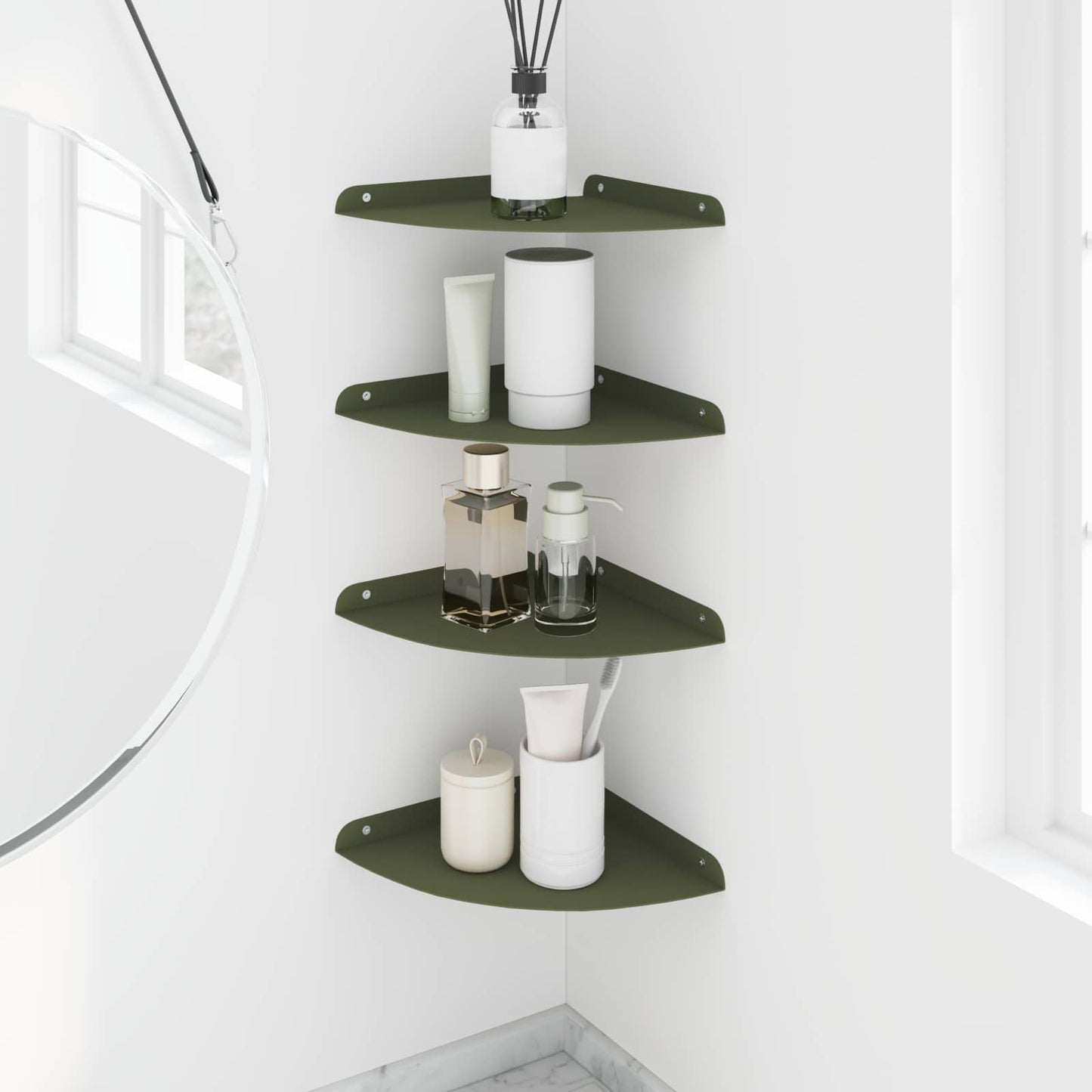 Drijvende plank met plank 4 pcs Olijf Groen 24 x 24 x 2 cm is nu te koop bij PeponiXL, paradijselijk wonen!