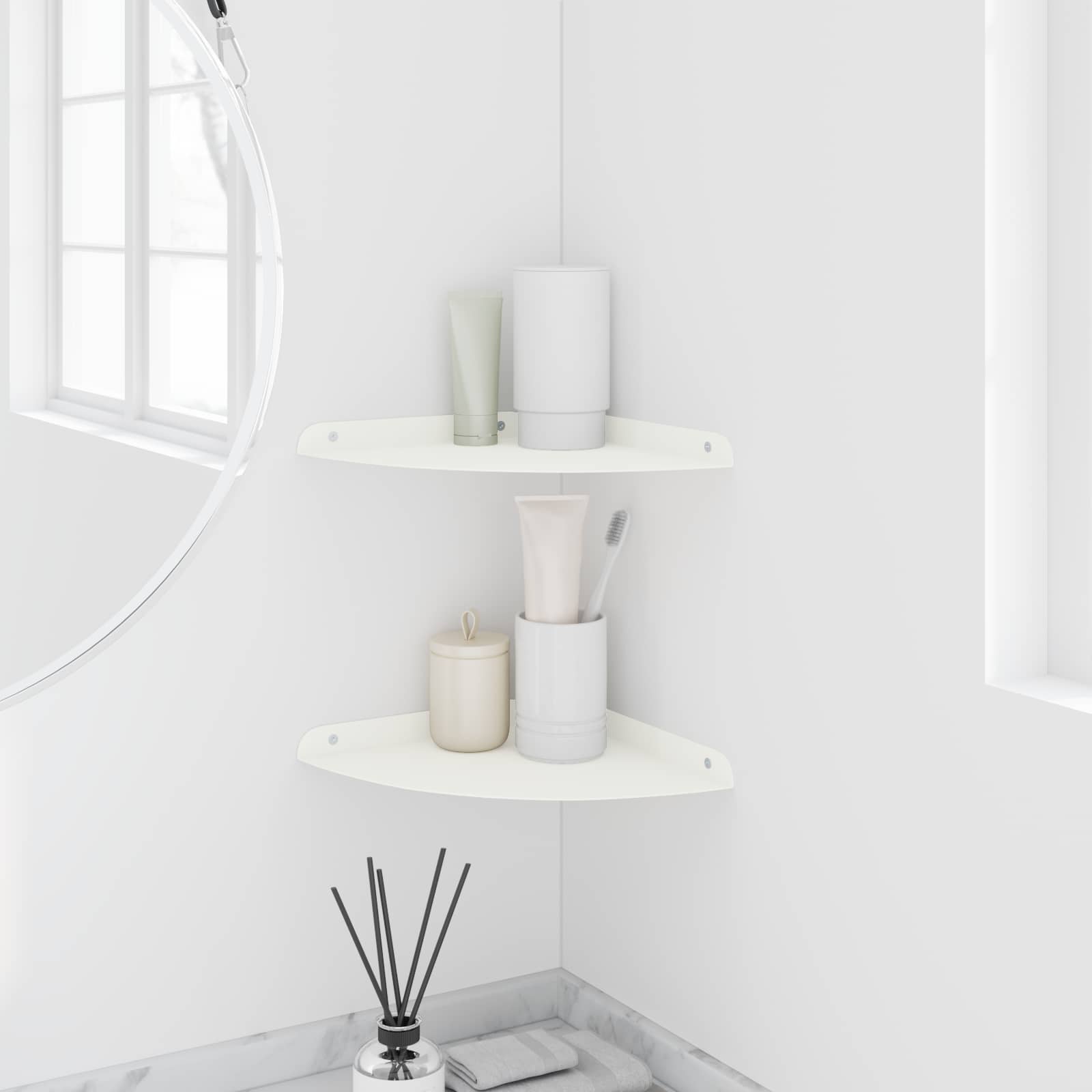 Drijvende plank met plank met opslag 2 pcs Wit 24 x 24 x 2 cm is nu te koop bij PeponiXL, paradijselijk wonen!