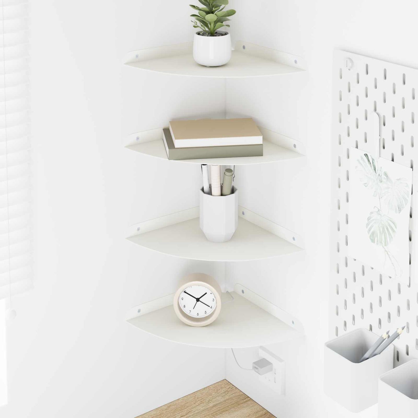 Drijvende plank met plank met opslag 4 pcs Wit 24 x 24 x 2 cm is nu te koop bij PeponiXL, paradijselijk wonen!