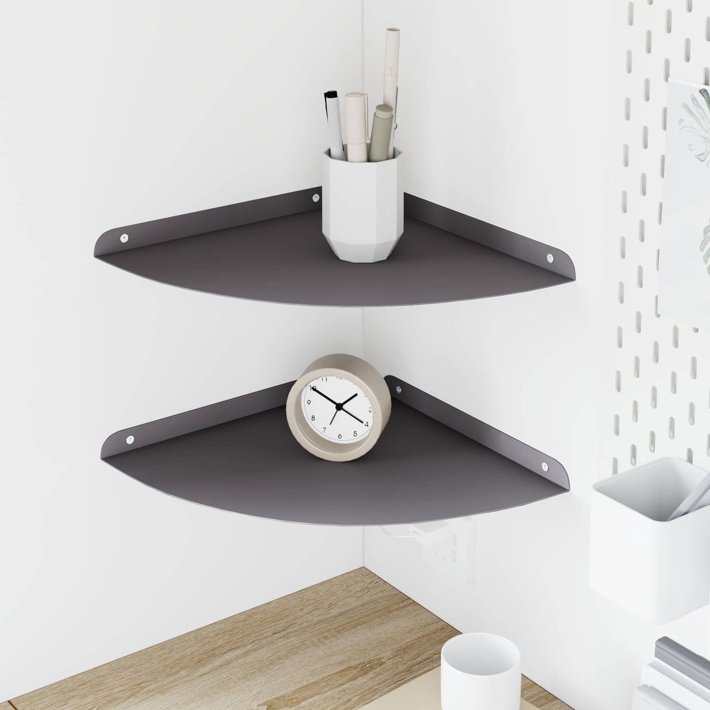 Hoek Vloeiende Plank met plank 2 pcs Zwart 30 x 30 x 2 cm is nu te koop bij PeponiXL, paradijselijk wonen!