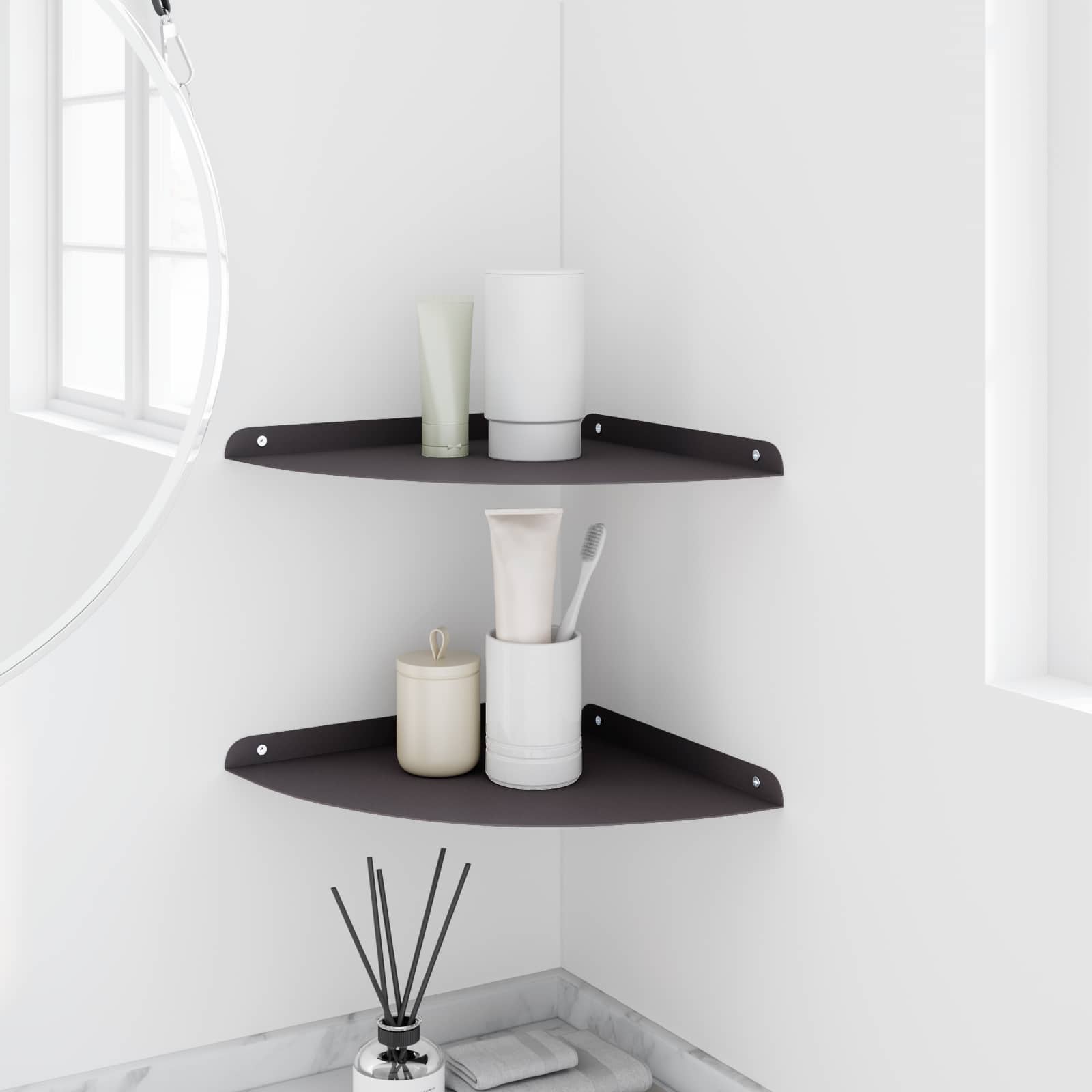Hoek Vloeiende Plank met plank 2 pcs Zwart 30 x 30 x 2 cm is nu te koop bij PeponiXL, paradijselijk wonen!