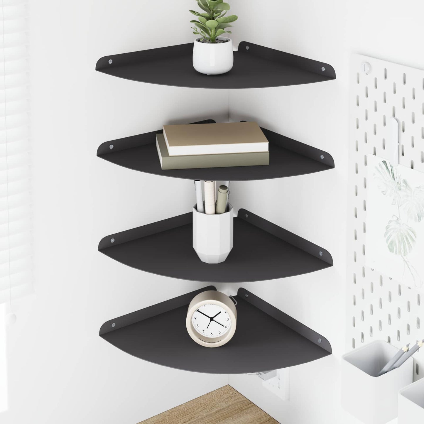 Drijvende plank met plank met opslag 4 pcs Zwart 30 x 30 x 2 cm is nu te koop bij PeponiXL, paradijselijk wonen!