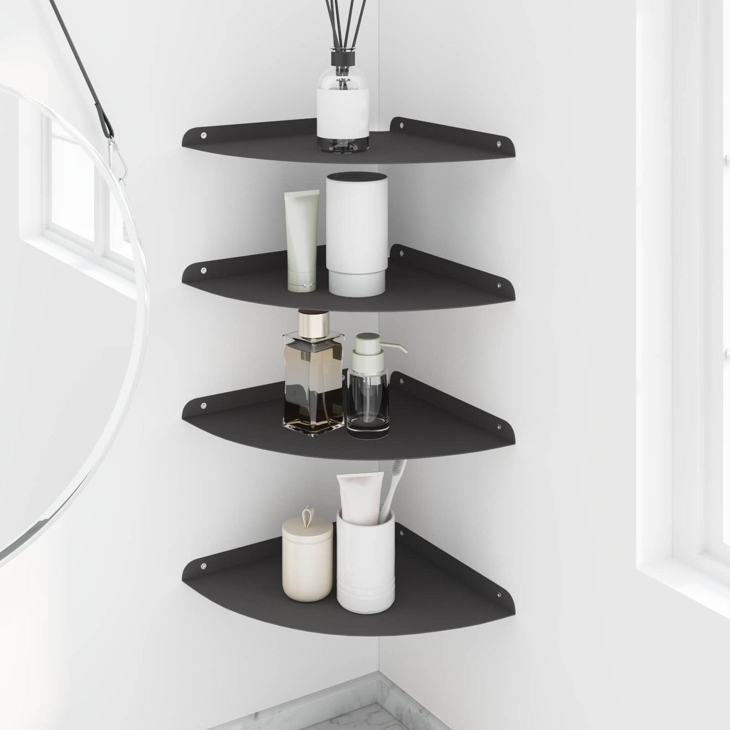 Drijvende plank met plank met opslag 4 pcs Zwart 30 x 30 x 2 cm is nu te koop bij PeponiXL, paradijselijk wonen!