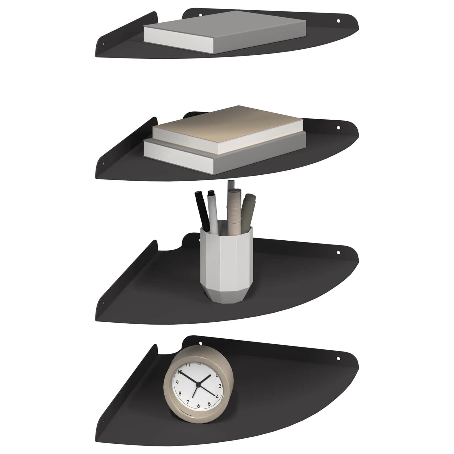 Drijvende plank met plank met opslag 4 pcs Zwart 30 x 30 x 2 cm is nu te koop bij PeponiXL, paradijselijk wonen!