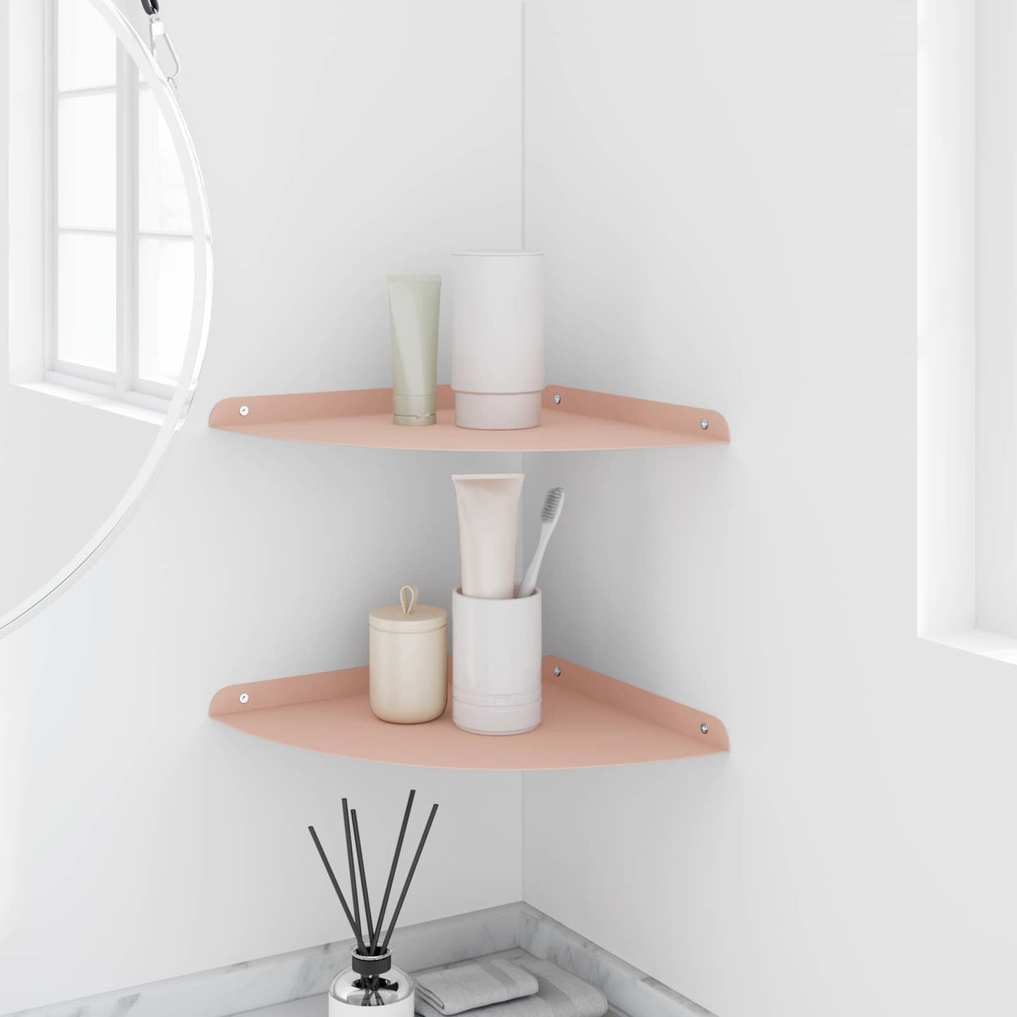 Drijvende plank met plank met opslag 2 pcs Roze 30 x 30 x 2 cm is nu te koop bij PeponiXL, paradijselijk wonen!