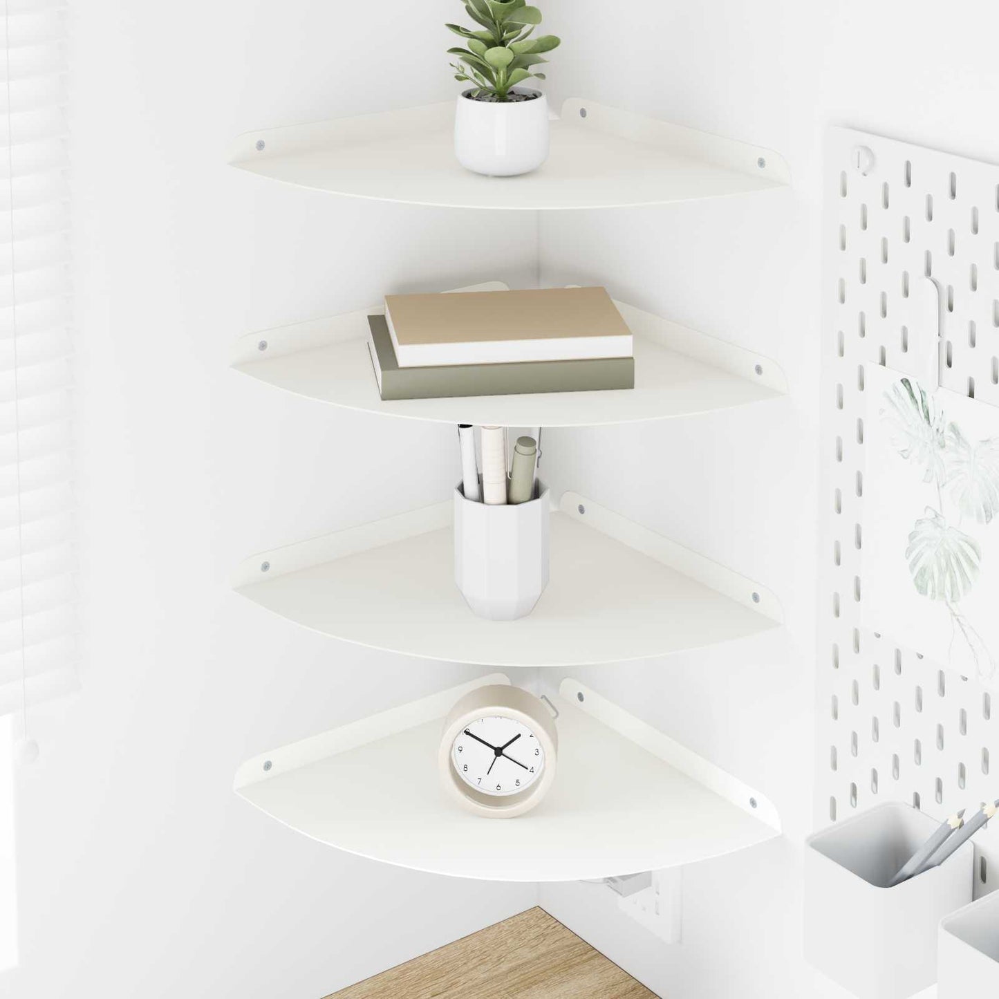 Drijvende plank met plank met opslag 4 pcs Wit 30 x 30 x 2 cm is nu te koop bij PeponiXL, paradijselijk wonen!