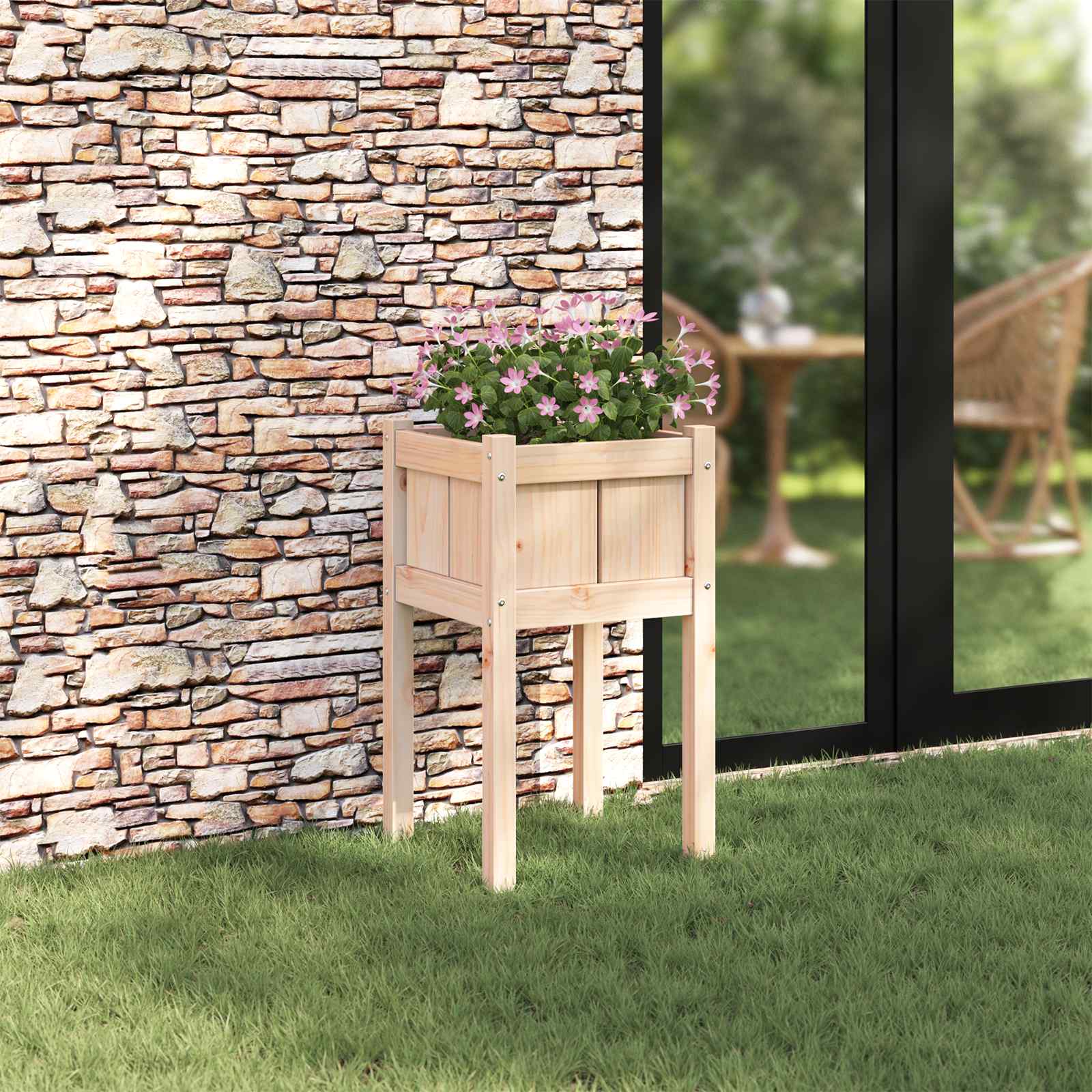 Tuin Bloempot Natuur 40 x 40 x 70 cm Massief grenenhout is nu te koop bij PeponiXL, paradijselijk wonen!