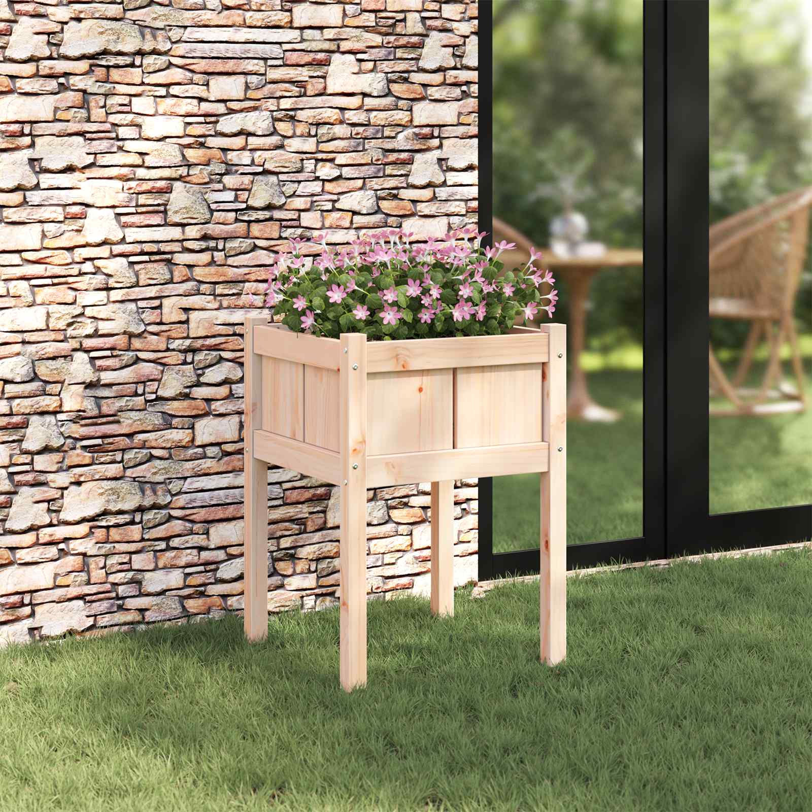 Tuin Bloempot Natuur 50 x 50 x 70 cm Massief grenenhout is nu te koop bij PeponiXL, paradijselijk wonen!
