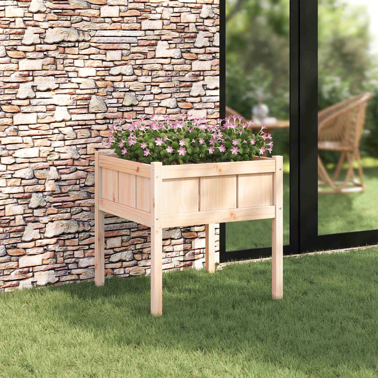 Tuin Bloempot Natuur 70 x 70 x 70 cm Massief grenenhout is nu te koop bij PeponiXL, paradijselijk wonen!
