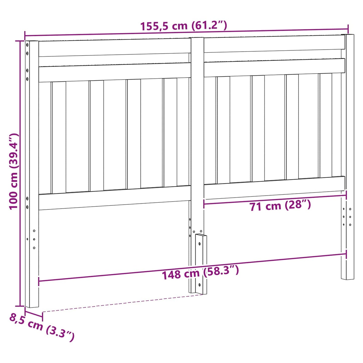 Hoofdbord met hoofdeinde Wasbruin 155,5 x 100 cm is nu te koop bij PeponiXL, paradijselijk wonen!