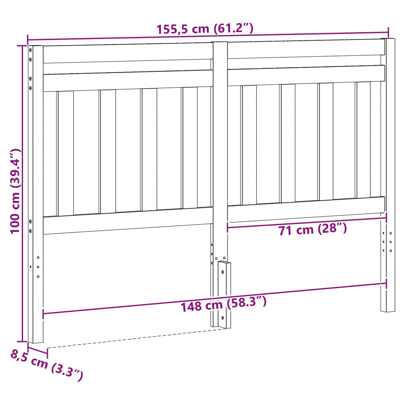 Hoofdbord met hoofdeinde Wasbruin 155,5 x 100 cm is nu te koop bij PeponiXL, paradijselijk wonen!
