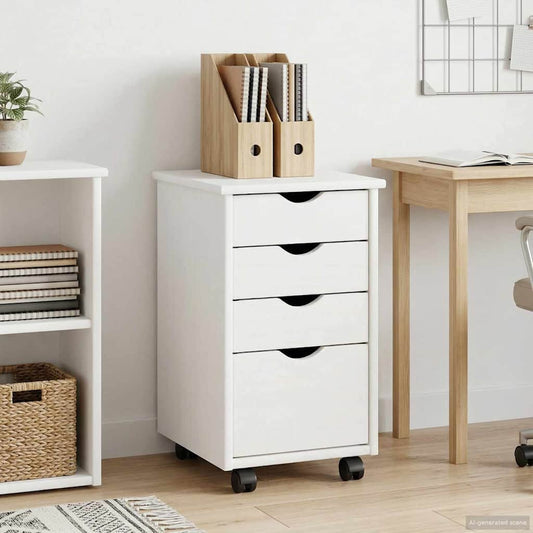 Rolling Kast met wiel Wit 34 x 39 x 56 cm Massief grenenhout is nu te koop bij PeponiXL, paradijselijk wonen!
