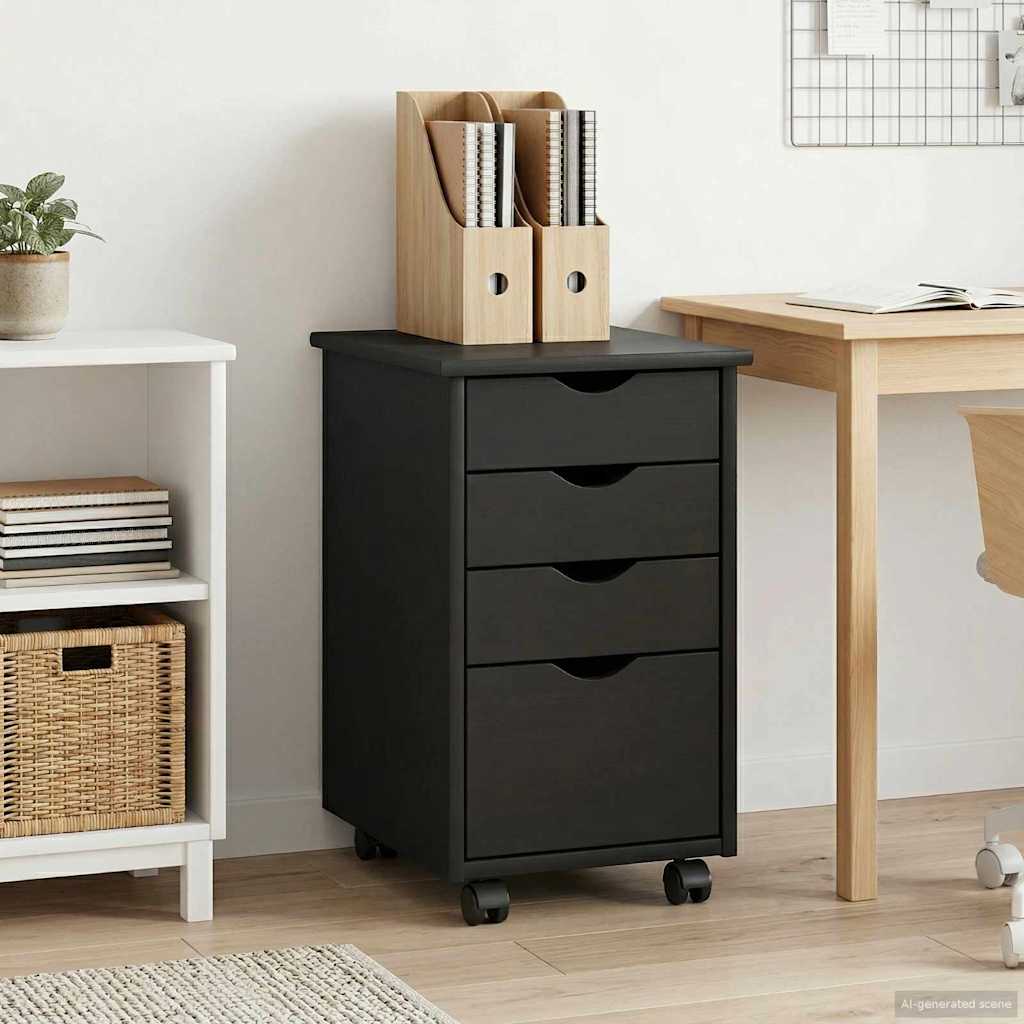 Rolling Kast met wiel Grijs 34 x 39 x 56 cm Massief Vurenhout is nu te koop bij PeponiXL, paradijselijk wonen!