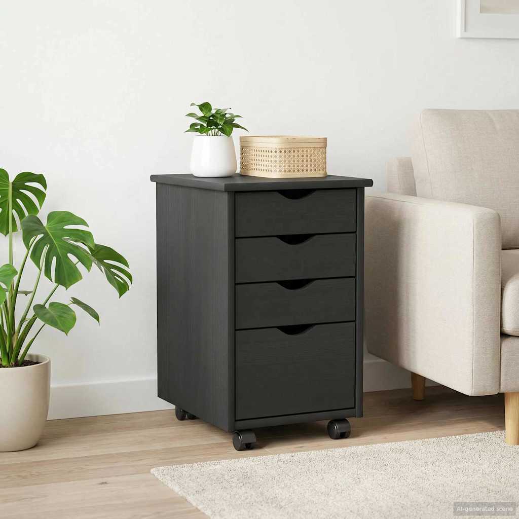 Rolling Kast met wiel Grijs 34 x 39 x 56 cm Massief Vurenhout is nu te koop bij PeponiXL, paradijselijk wonen!