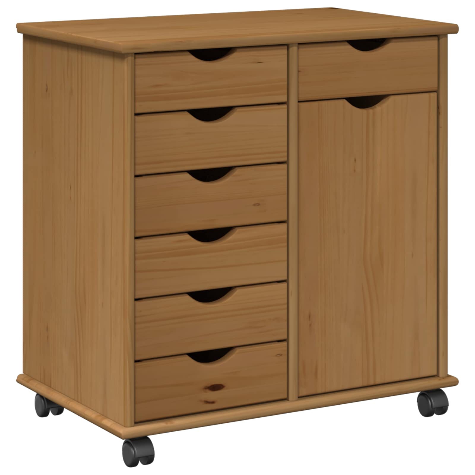Rolling Kast Honingbruin 63,5 x 39 x 65,5 cm Massief Vurenhout is nu te koop bij PeponiXL, paradijselijk wonen!