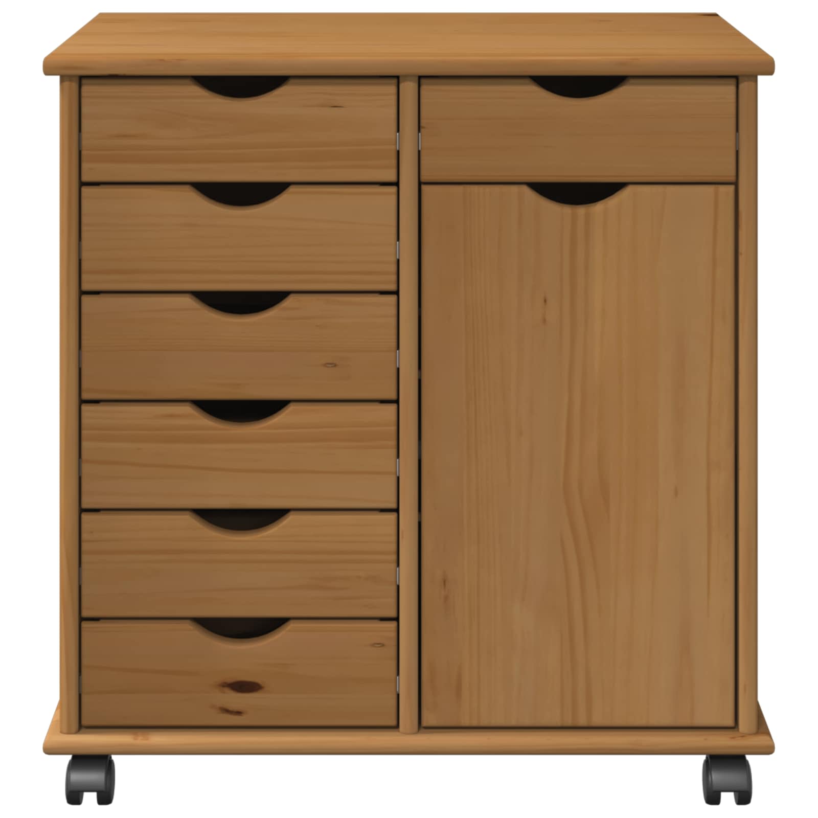 Rolling Kast Honingbruin 63,5 x 39 x 65,5 cm Massief Vurenhout is nu te koop bij PeponiXL, paradijselijk wonen!