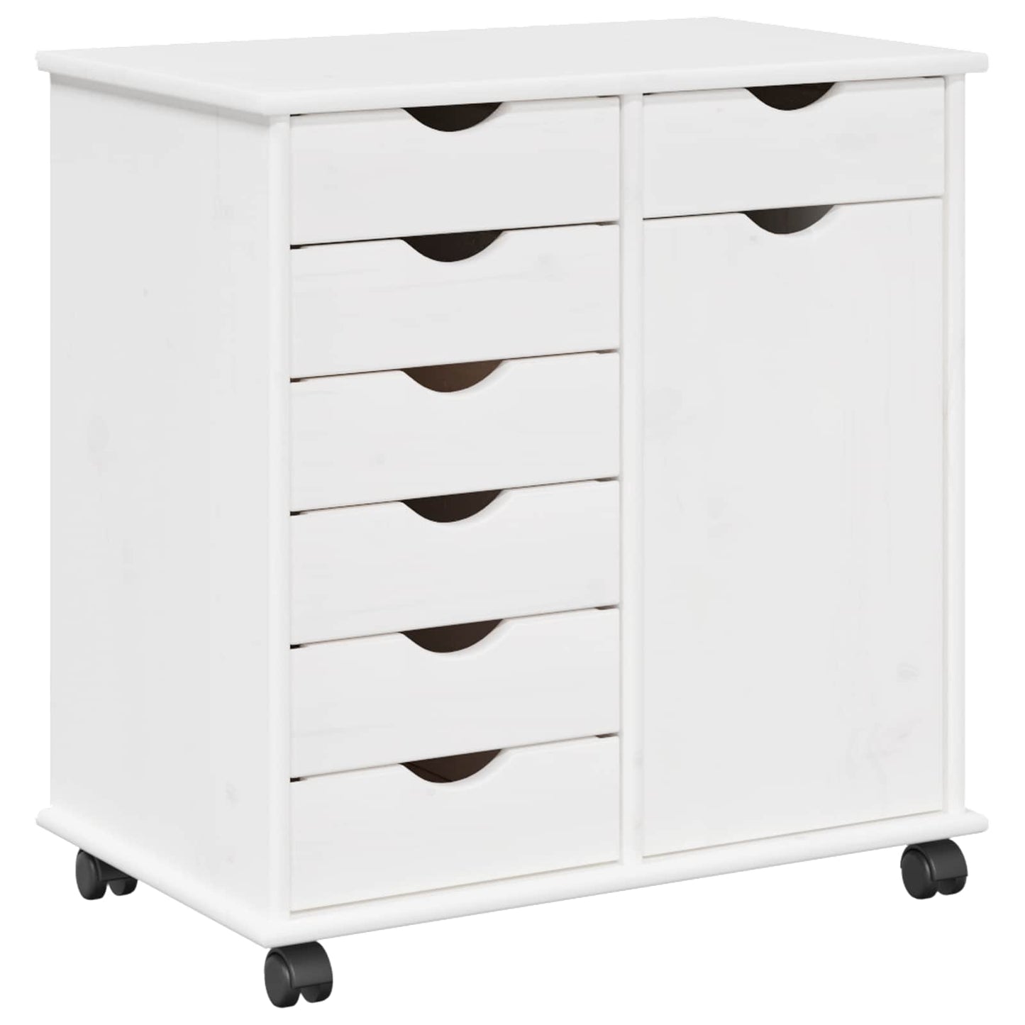 Rolling Kast met wiel Wit 63,5 x 39 x 65,5 cm Massief Vurenhout is nu te koop bij PeponiXL, paradijselijk wonen!