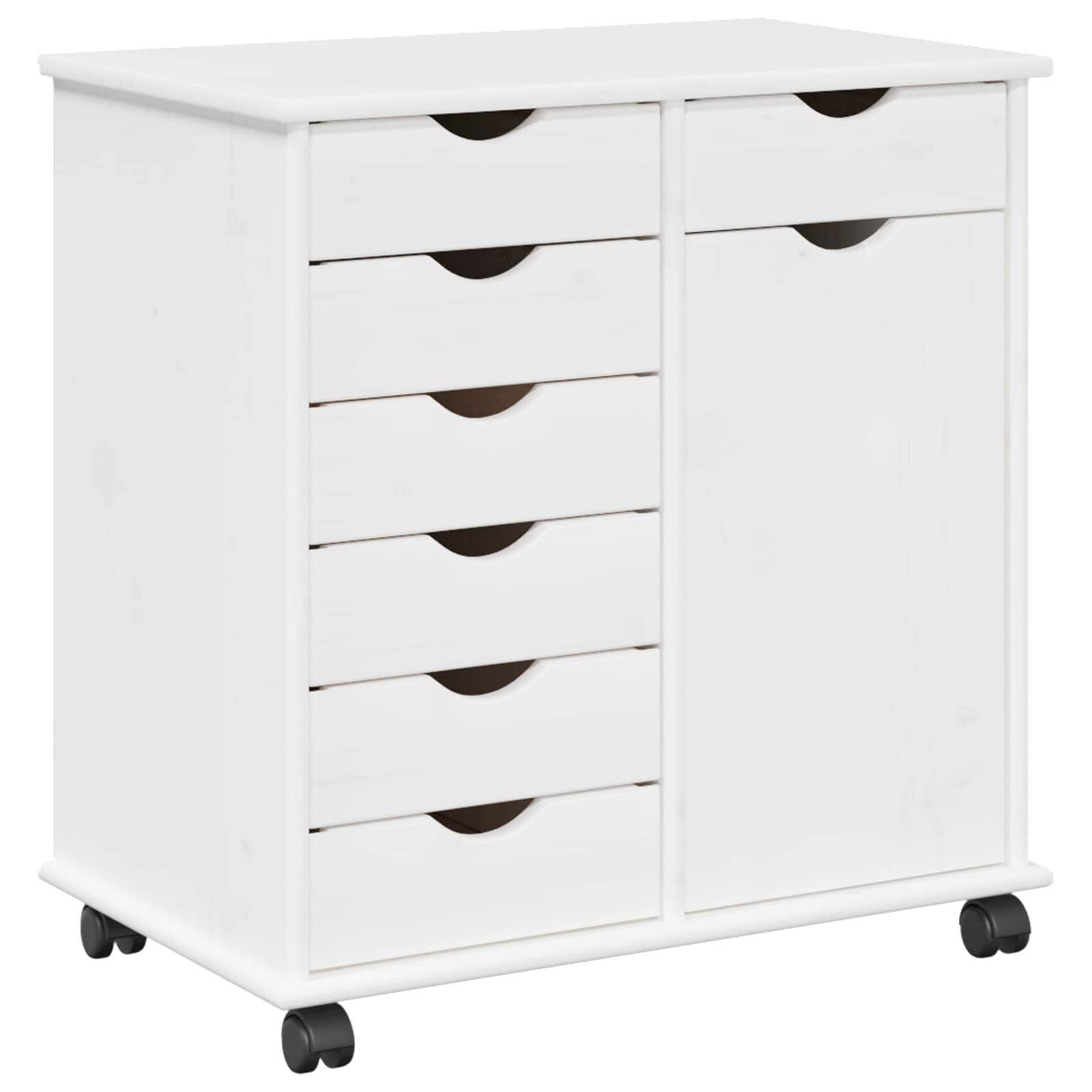 Rolling Kast met wiel Wit 63,5 x 39 x 65,5 cm Massief Vurenhout is nu te koop bij PeponiXL, paradijselijk wonen!
