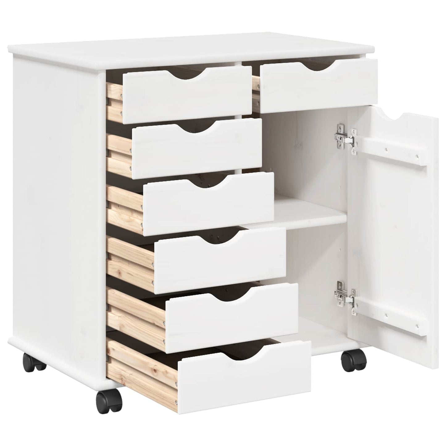 Rolling Kast met wiel Wit 63,5 x 39 x 65,5 cm Massief Vurenhout is nu te koop bij PeponiXL, paradijselijk wonen!