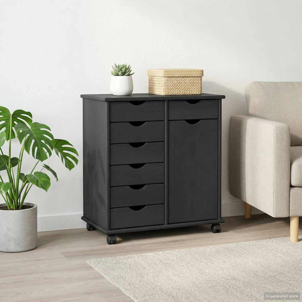 Rolling Kast Grijs 63,5 x 39 x 65,5 cm Massief Vurenhout is nu te koop bij PeponiXL, paradijselijk wonen!