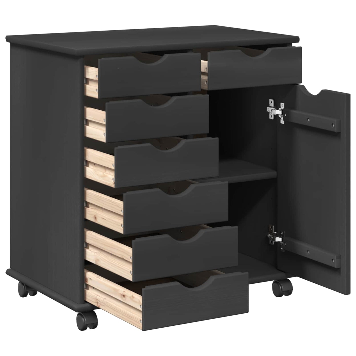 Rolling Kast Grijs 63,5 x 39 x 65,5 cm Massief Vurenhout is nu te koop bij PeponiXL, paradijselijk wonen!