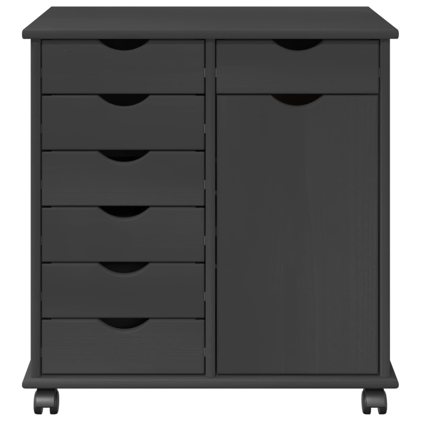 Rolling Kast Grijs 63,5 x 39 x 65,5 cm Massief Vurenhout is nu te koop bij PeponiXL, paradijselijk wonen!