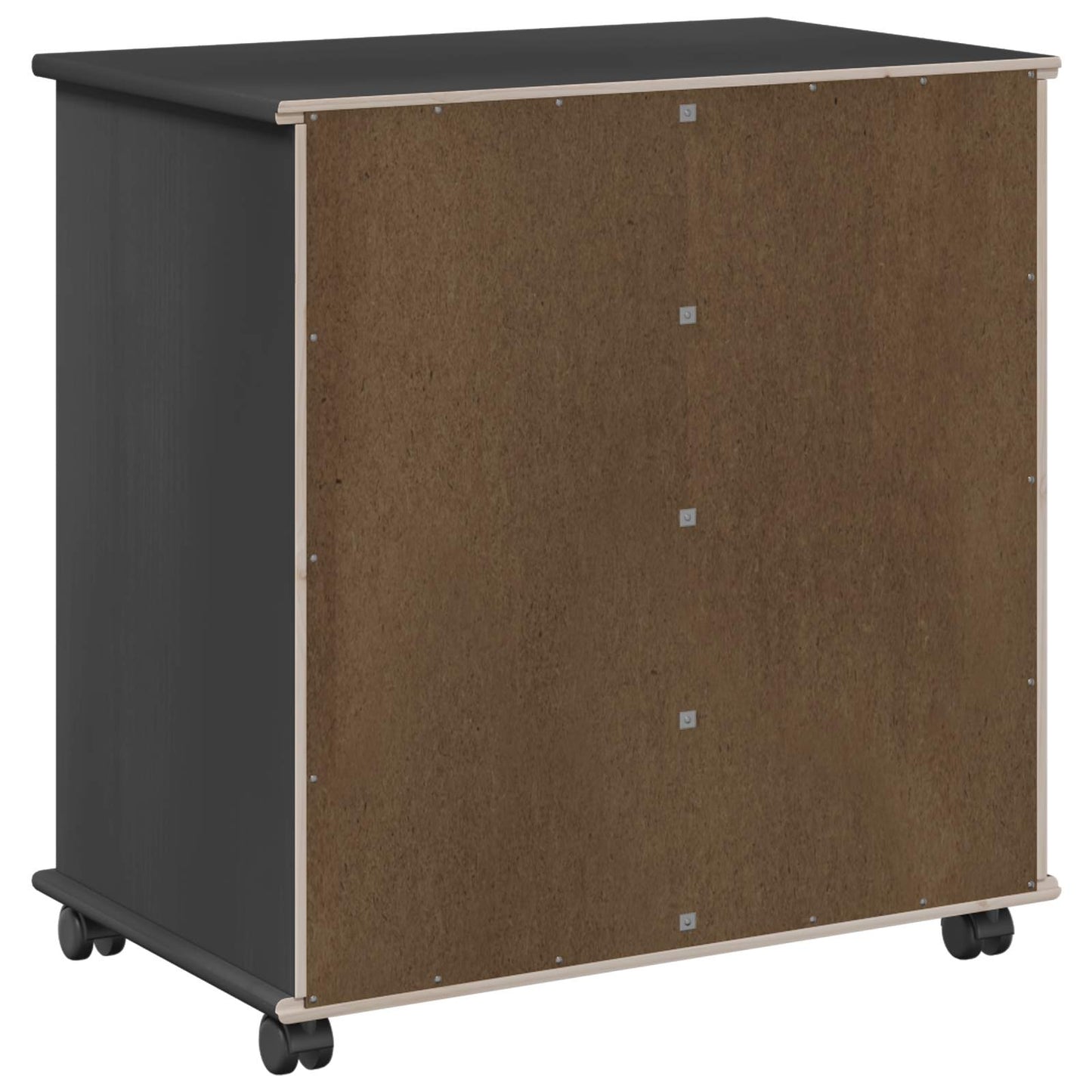 Rolling Kast Zwart 63,5 x 39 x 65,5 cm Massief Vurenhout is nu te koop bij PeponiXL, paradijselijk wonen!